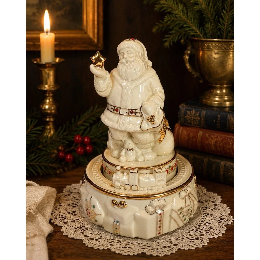 Lenox China Jewels Santa Jolly Old Saint Nicholas Musical Figurine Vintage Box